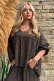 Kiti Paisley Damask Artist Smock Coffee Bean